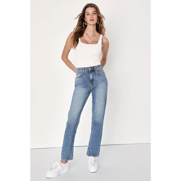 We The Free Pacifica Straight-Leg Jeans, Medium Wash, Size 25, OB1542180 - Picture 1 of 11
